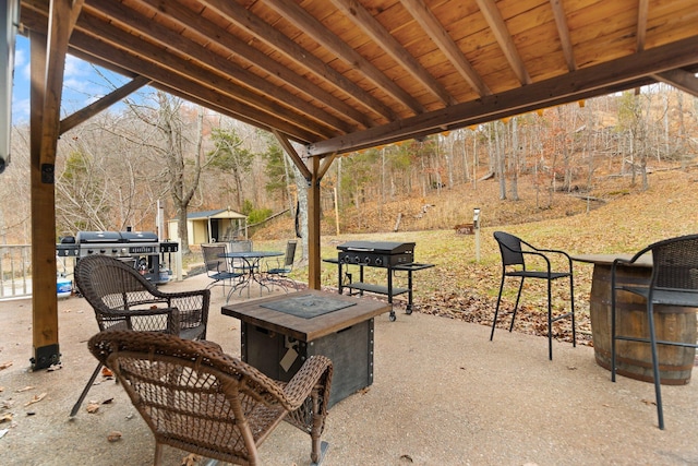 view of patio / terrace featuring area for grilling and an outdoor fire pit