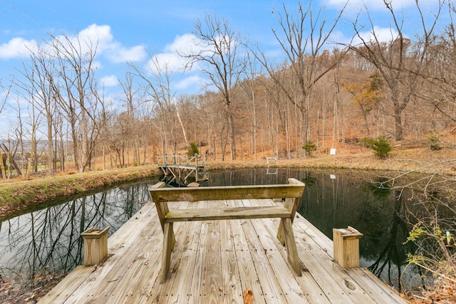 dock area featuring a water view