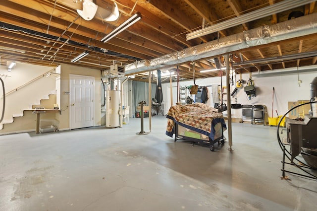 basement with electric water heater