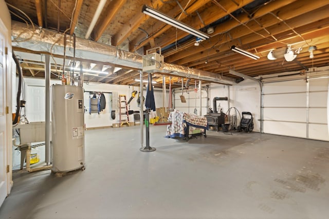 garage with water heater