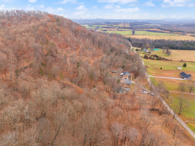 aerial view featuring a rural view