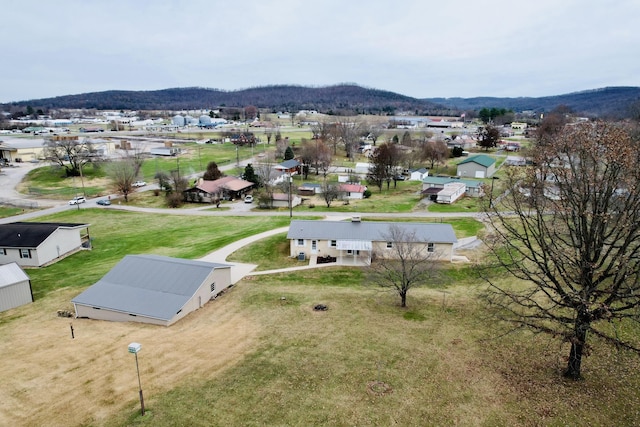 bird's eye view with a mountain view