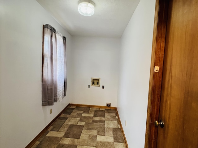 laundry area with electric dryer hookup and hookup for a washing machine