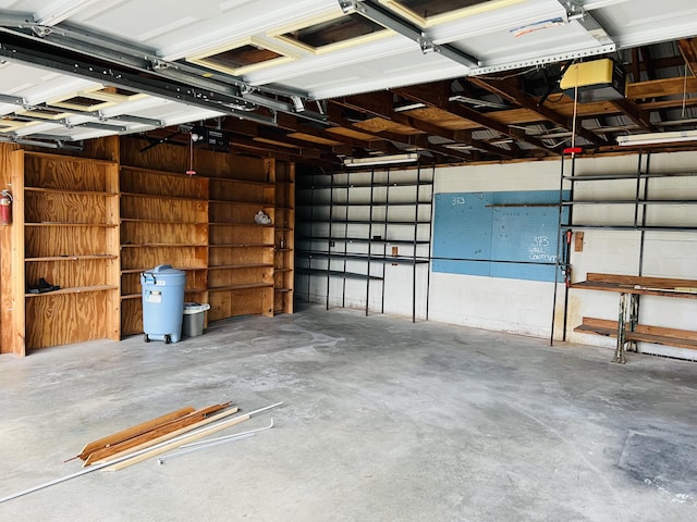 garage with a garage door opener