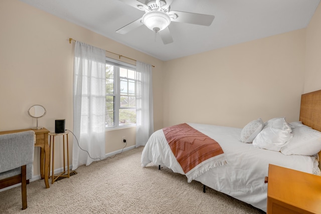 bedroom with carpet and ceiling fan