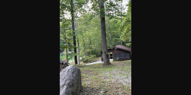 view of yard with an outdoor structure