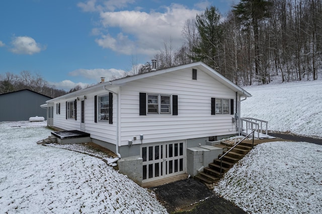 view of snowy exterior