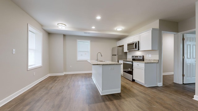 kitchen with white cabinets, a healthy amount of sunlight, sink, and appliances with stainless steel finishes