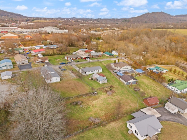 bird's eye view with a mountain view