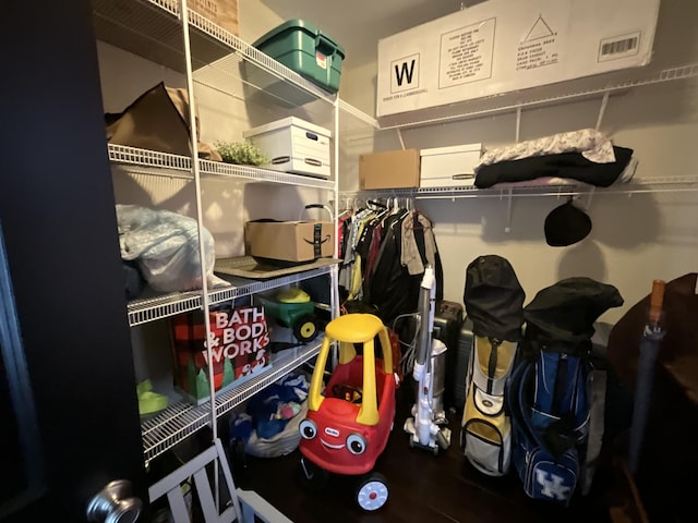 spacious closet featuring hardwood / wood-style flooring