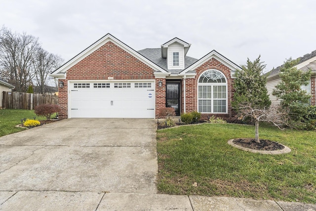 front of property featuring a front yard and a garage