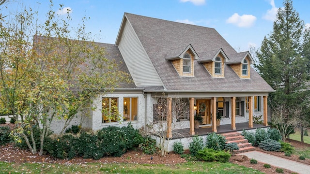 view of front of home featuring covered porch