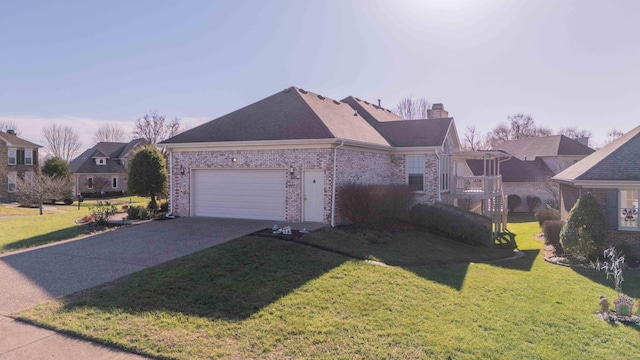 view of front of house featuring a garage and a front yard