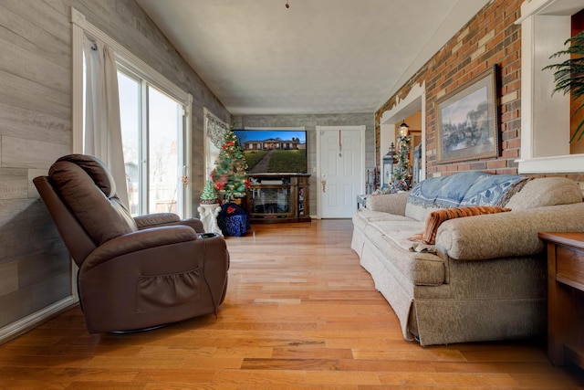 living room with light wood-type flooring