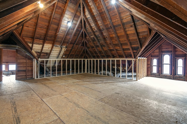 view of unfinished attic