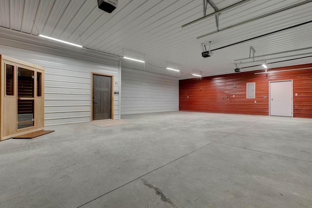 garage with a garage door opener