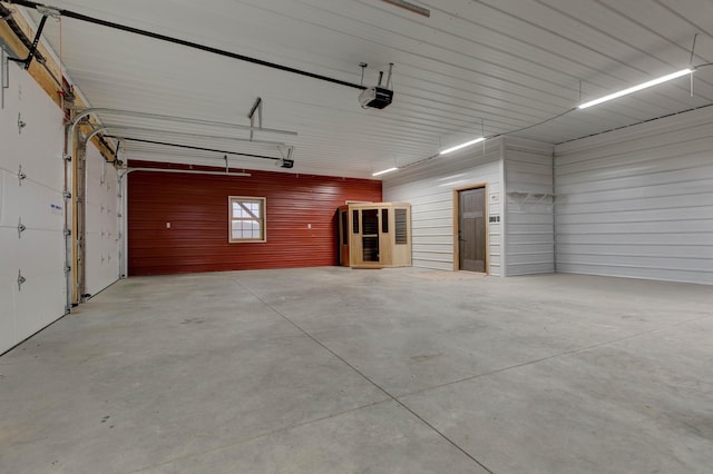 garage with a garage door opener