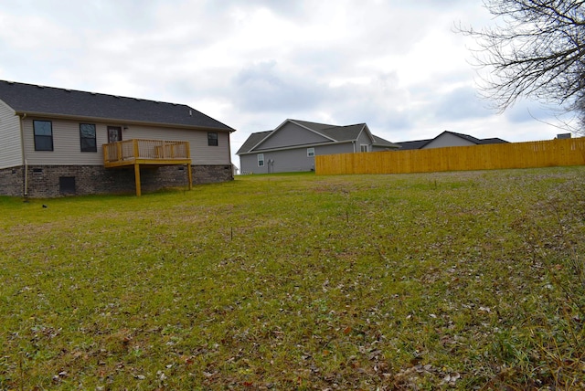 view of yard featuring a deck