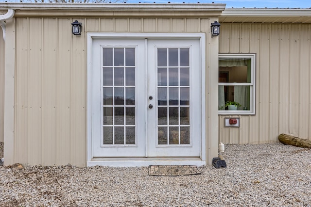 view of exterior entry with french doors