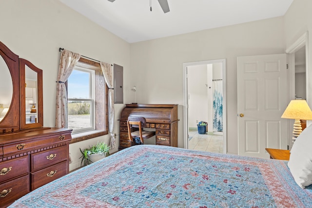 bedroom featuring ceiling fan