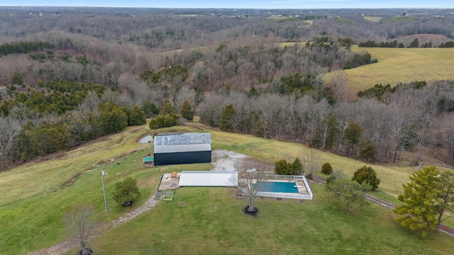 drone / aerial view with a rural view