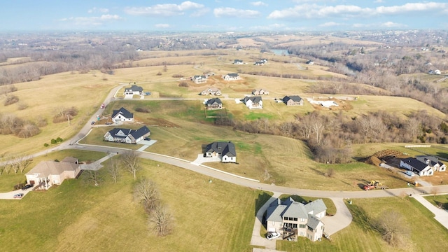 birds eye view of property featuring a rural view