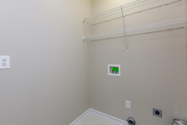 washroom featuring hookup for an electric dryer and washer hookup