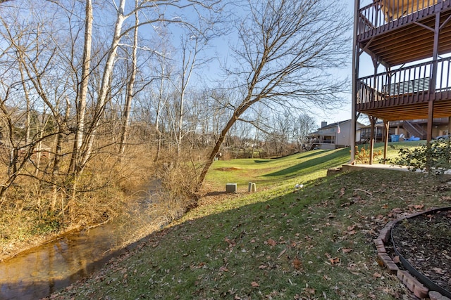 view of yard featuring a deck