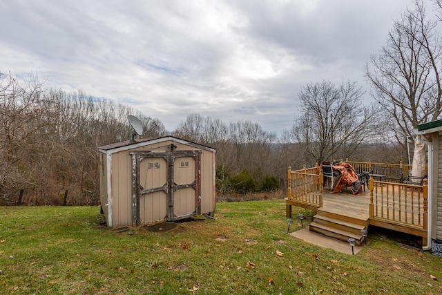 view of outbuilding featuring a lawn