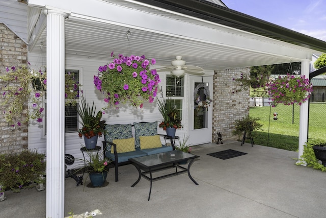 view of patio with ceiling fan