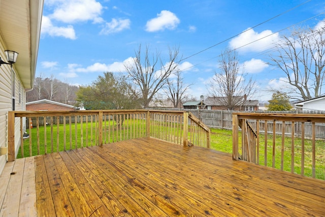 deck featuring a yard