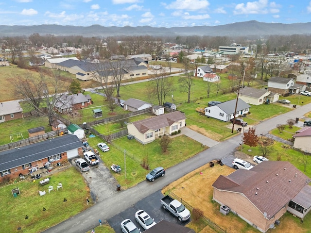 bird's eye view featuring a mountain view