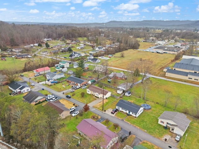 bird's eye view with a mountain view