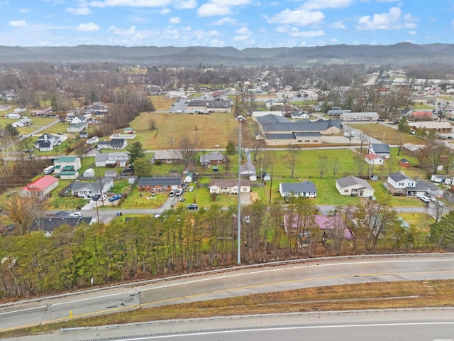 drone / aerial view with a mountain view