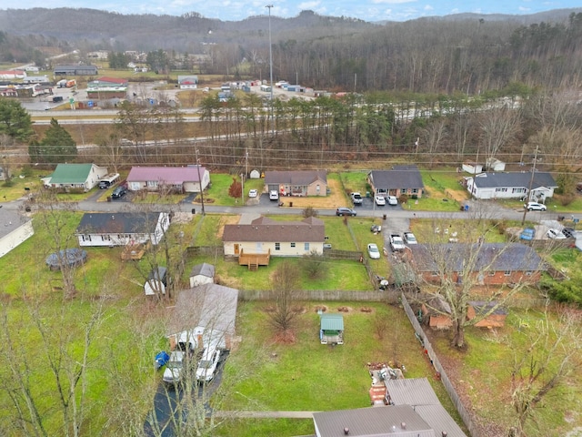 aerial view featuring a mountain view