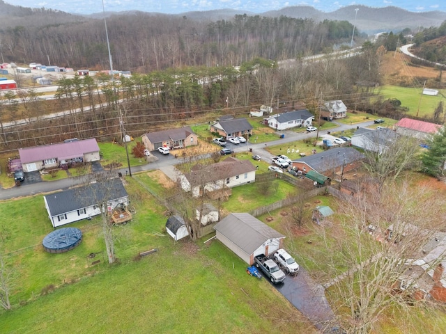 aerial view with a mountain view