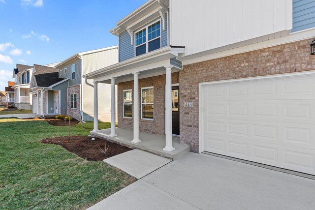 doorway to property with brick siding