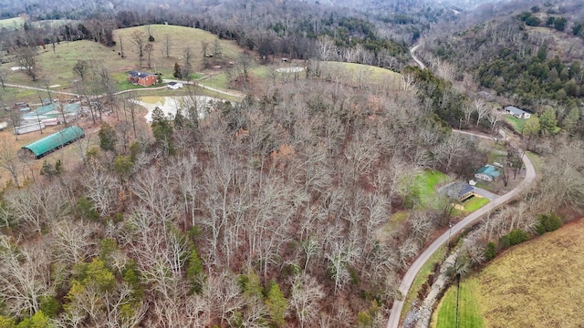 birds eye view of property featuring a rural view