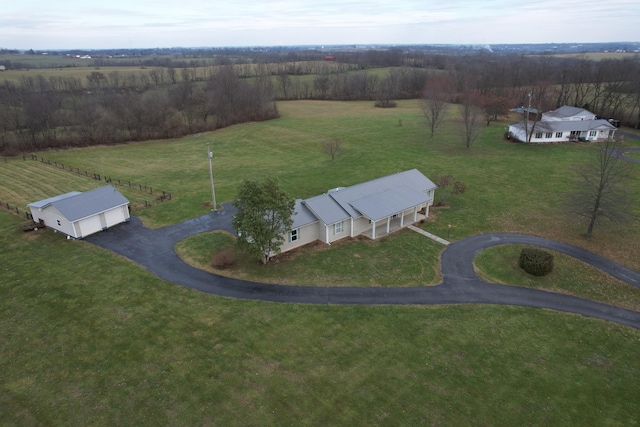 drone / aerial view featuring a rural view