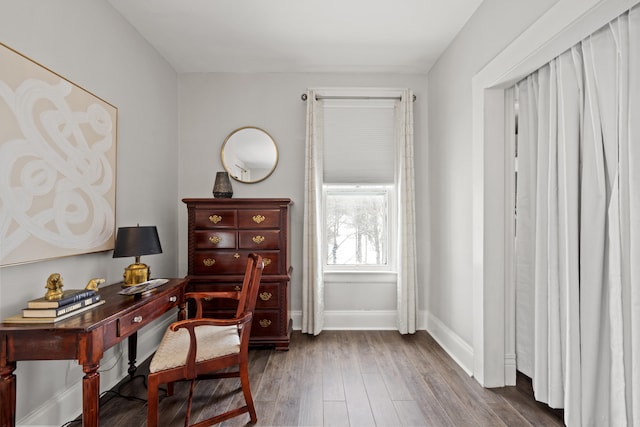 office area featuring dark hardwood / wood-style flooring