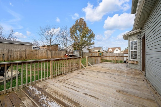 deck featuring a fenced backyard