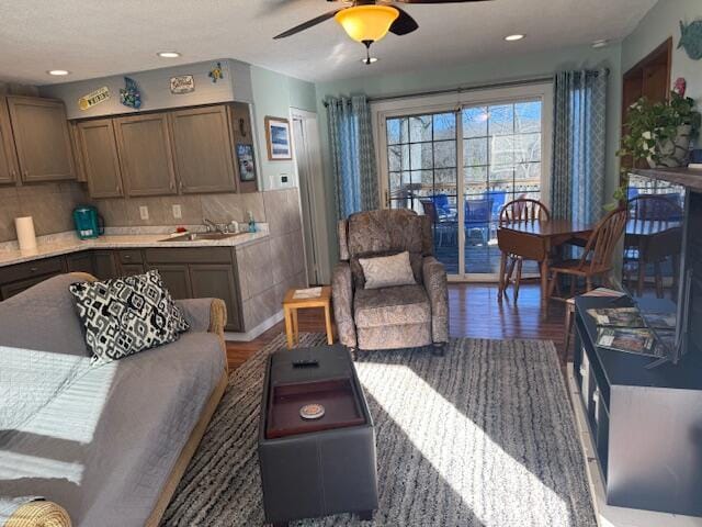430 Lost Lodge Rd, Somerset, KY 42501 - living area with recessed lighting, a ceiling fan, and wood finished floors