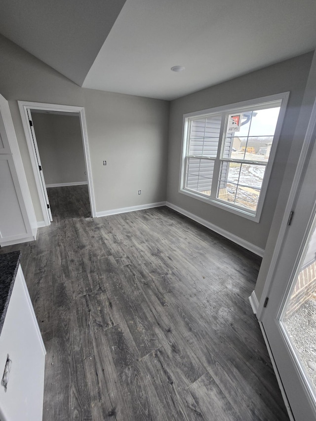 unfurnished living room featuring dark hardwood / wood-style flooring