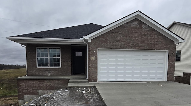 single story home with a garage