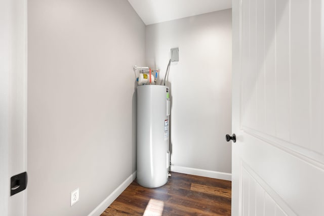 utility room with electric water heater