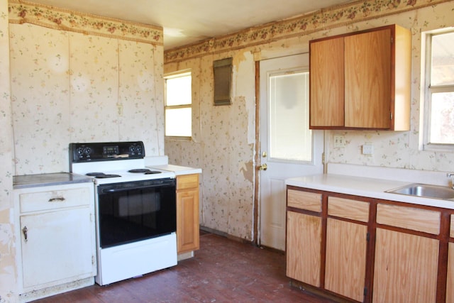 kitchen featuring electric range and sink