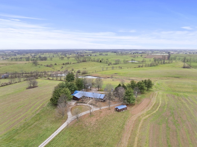 aerial view featuring a rural view