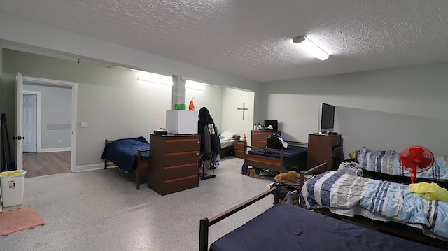 bedroom with a textured ceiling