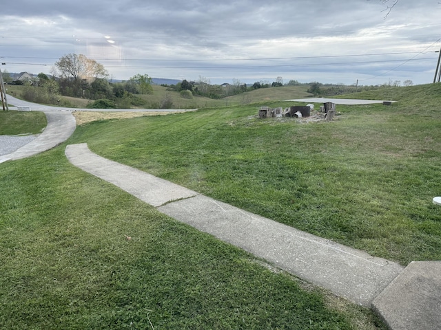 view of property's community with a yard