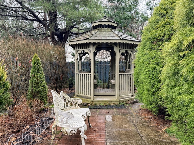 view of patio featuring a gazebo